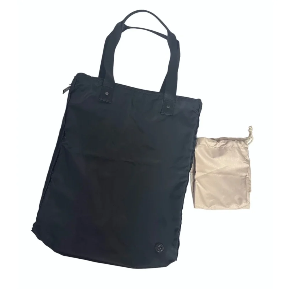 Lululemon Bring It Om Tote Bag Black Expandable Gym Yoga